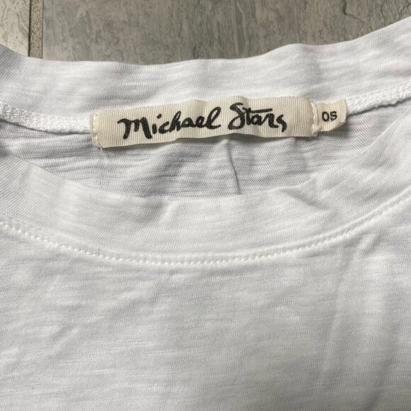 Michael Stars Ava Flutter Ruffle Sleeve 100% Supima Cotton T-Shirt Tee White OS - Picture 2 of 9